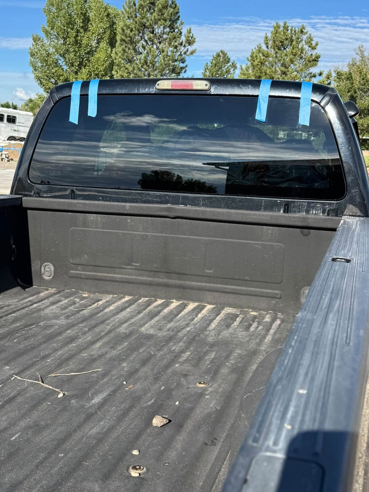Rear glass replacement in progress